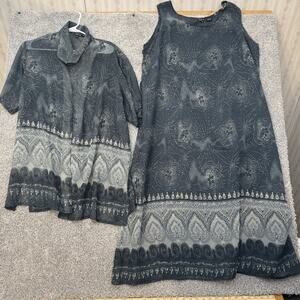 Vintage 90s Y2K Maxi Dress Lined Sheer Overlay Top Plus 1X Whimsigoth Lagenlook